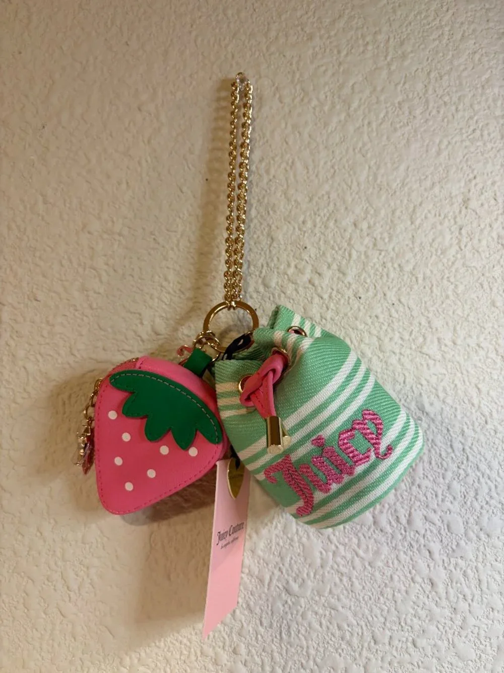 Juicy Couture Juicy Paradise Strawberry Coin Pouch Bag Charm Keychain NWT